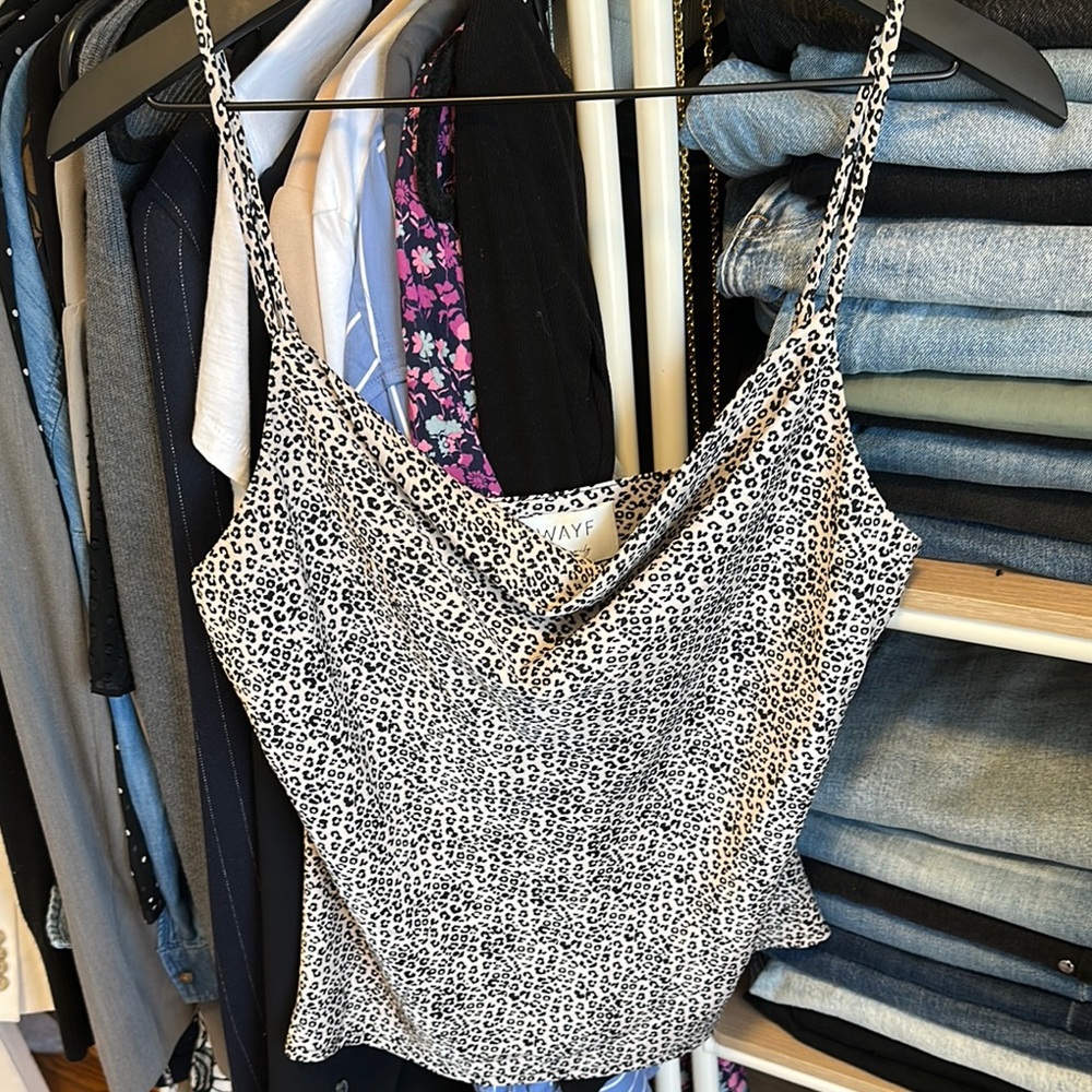 Wayf Black and White Fitted Camisole Top
